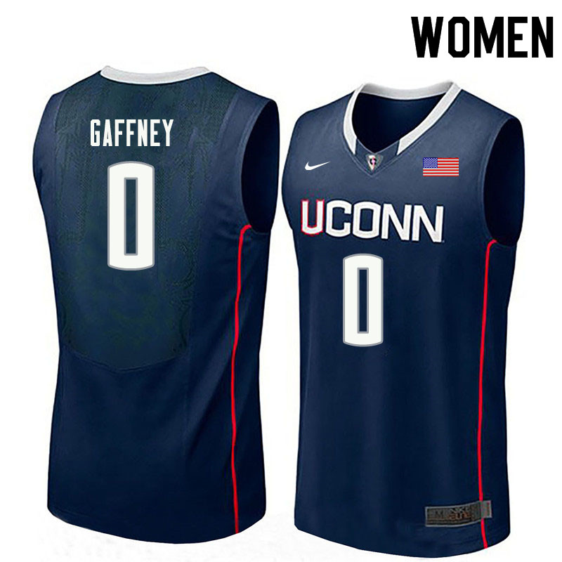 Women #0 Jalen Gaffney Uconn Huskies College Basketball Jerseys Sale-Navy